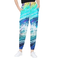 Tsunami Waves Ocean Sea Nautical Nature Water Painting Women s Tapered Pants by uniart180623