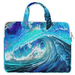 Tsunami Waves Ocean Sea Nautical Nature Water Painting Macbook Pro 16  Double Pocket Laptop Bag  by uniart180623