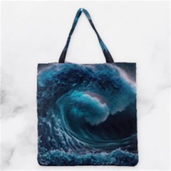 Tsunami Waves Ocean Sea Water Rough Seas Grocery Tote Bag by uniart180623