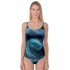 Tsunami Waves Ocean Sea Water Rough Seas Camisole Leotard  by uniart180623