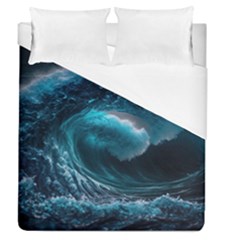 Tsunami Waves Ocean Sea Water Rough Seas Duvet Cover (queen Size) by uniart180623