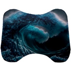 Tsunami Waves Ocean Sea Water Rough Seas Head Support Cushion by uniart180623