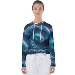 Tsunami Waves Ocean Sea Water Rough Seas Women s Slouchy Sweat by uniart180623