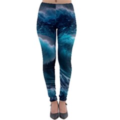 Tsunami Waves Ocean Sea Water Rough Seas Lightweight Velour Leggings by uniart180623