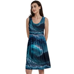 Tsunami Waves Ocean Sea Water Rough Seas Classic Skater Dress by uniart180623