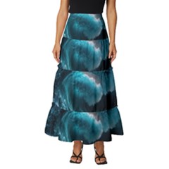 Tsunami Waves Ocean Sea Water Rough Seas Tiered Ruffle Maxi Skirt by uniart180623