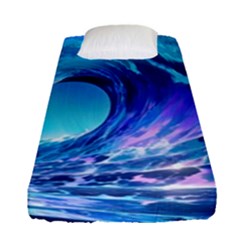 Tsunami Tidal Wave Ocean Waves Sea Nature Water Blue Fitted Sheet (single Size) by uniart180623