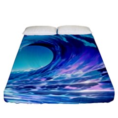 Tsunami Tidal Wave Ocean Waves Sea Nature Water Blue Fitted Sheet (king Size) by uniart180623