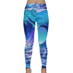 Tsunami Tidal Wave Ocean Waves Sea Nature Water Blue Classic Yoga Leggings by uniart180623