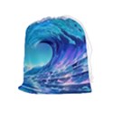 Tsunami Tidal Wave Ocean Waves Sea Nature Water Blue Drawstring Pouch (XL) View1