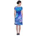 Tsunami Tidal Wave Ocean Waves Sea Nature Water Blue Short Sleeve Front Wrap Dress View2