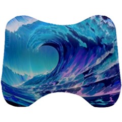 Tsunami Tidal Wave Ocean Waves Sea Nature Water Blue Head Support Cushion by uniart180623