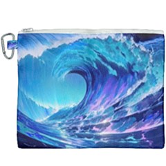 Tsunami Tidal Wave Ocean Waves Sea Nature Water Blue Canvas Cosmetic Bag (xxxl) by uniart180623