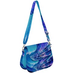 Tsunami Tidal Wave Ocean Waves Sea Nature Water Blue Saddle Handbag by uniart180623