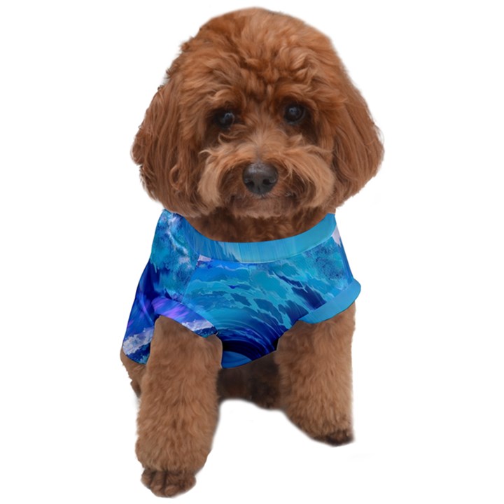 Tsunami Tidal Wave Ocean Waves Sea Nature Water Blue Dog T-Shirt