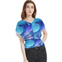 Tsunami Tidal Wave Ocean Waves Sea Nature Water Blue Butterfly Chiffon Blouse View1