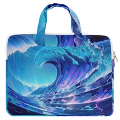 Tsunami Tidal Wave Ocean Waves Sea Nature Water Blue Macbook Pro 16  Double Pocket Laptop Bag  by uniart180623