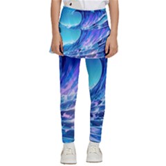 Tsunami Tidal Wave Ocean Waves Sea Nature Water Blue Kids  Skirted Pants by uniart180623