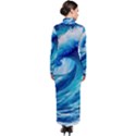 Tsunami Tidal Wave Ocean Waves Sea Nature Water Blue Painting Turtleneck Maxi Dress View2