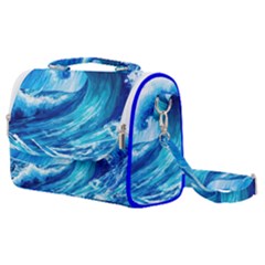 Tsunami Tidal Wave Ocean Waves Sea Nature Water Blue Painting Satchel Shoulder Bag by uniart180623