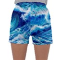 Tsunami Tidal Wave Ocean Waves Sea Nature Water Blue Painting Sleepwear Shorts View1