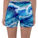 Tsunami Tidal Wave Ocean Waves Sea Nature Water Blue Painting Sleepwear Shorts View2