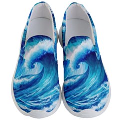 Tsunami Tidal Wave Ocean Waves Sea Nature Water Blue Painting Men s Lightweight Slip Ons by uniart180623