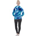 Tsunami Tidal Wave Ocean Waves Sea Nature Water Blue Painting Women s Overhead Hoodie View2