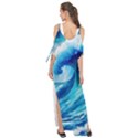 Tsunami Tidal Wave Ocean Waves Sea Nature Water Blue Painting Maxi Chiffon Cover Up Dress View2