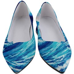 Tsunami Tidal Wave Ocean Waves Sea Nature Water Blue Painting Women s Block Heels  by uniart180623