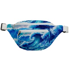 Tsunami Tidal Wave Ocean Waves Sea Nature Water Blue Painting Fanny Pack by uniart180623