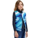 Tsunami Tidal Wave Ocean Waves Sea Nature Water Blue Painting Kid s Button Up Puffer Vest	 View2