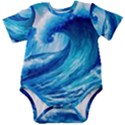 Tsunami Tidal Wave Ocean Waves Sea Nature Water Blue Painting Baby Short Sleeve Bodysuit View1