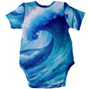 Tsunami Tidal Wave Ocean Waves Sea Nature Water Blue Painting Baby Short Sleeve Bodysuit View2