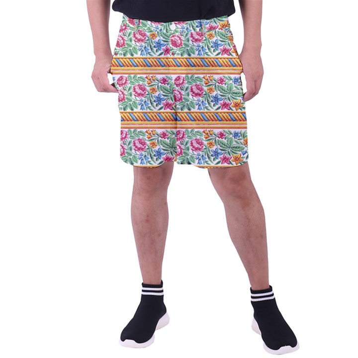 Flower Fabric Fabric Design Fabric Pattern Art Men s Pocket Shorts