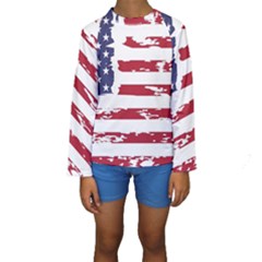 Flag Usa Unite Stated America Kids  Long Sleeve Swimwear by uniart180623