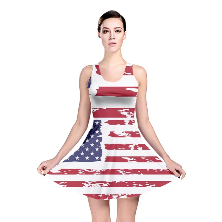 Flag Usa Unite Stated America Reversible Skater Dress