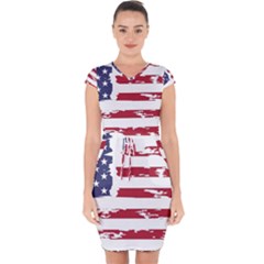 Flag Usa Unite Stated America Capsleeve Drawstring Dress  by uniart180623