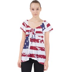 Flag Usa Unite Stated America Lace Front Dolly Top by uniart180623