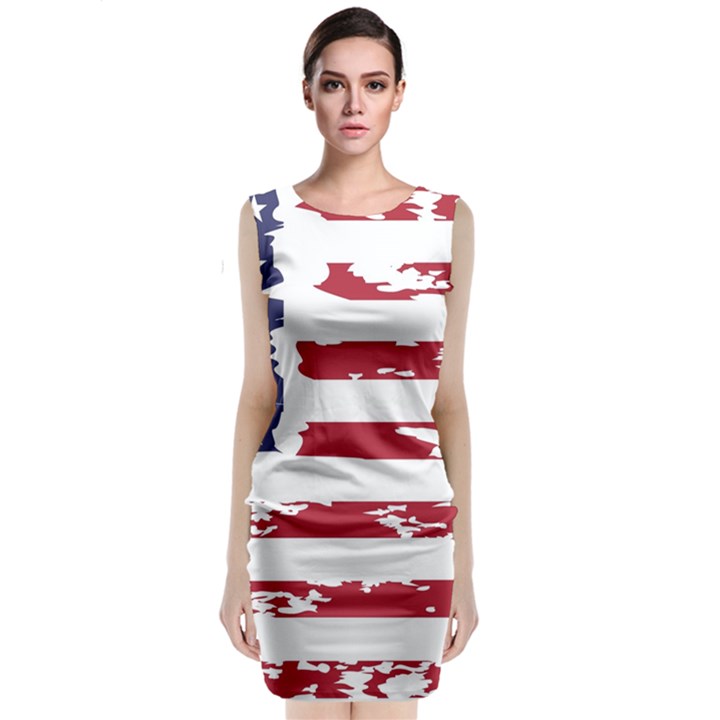 Flag Usa Unite Stated America Sleeveless Velvet Midi Dress