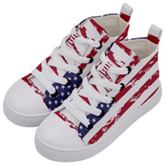 Flag Usa Unite Stated America Kids  Mid-top Canvas Sneakers by uniart180623