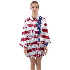 Flag Usa Unite Stated America Long Sleeve Satin Kimono by uniart180623