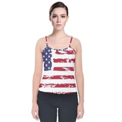 Flag Usa Unite Stated America Velvet Spaghetti Strap Top by uniart180623