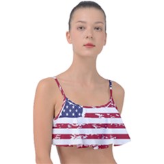 Flag Usa Unite Stated America Frill Bikini Top by uniart180623