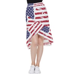 Flag Usa Unite Stated America Frill Hi Low Chiffon Skirt by uniart180623