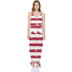 Flag Usa Unite Stated America Sleeveless Tie Ankle Chiffon Jumpsuit