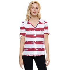 Flag Usa Unite Stated America Bow Sleeve Button Up Top by uniart180623