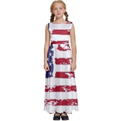 Flag Usa Unite Stated America Kids  Satin Sleeveless Maxi Dress by uniart180623