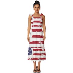 Flag Usa Unite Stated America Tie-strap Tiered Midi Chiffon Dress by uniart180623