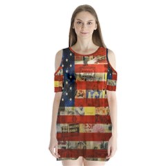 Usa Flag United States Shoulder Cutout Velvet One Piece by uniart180623